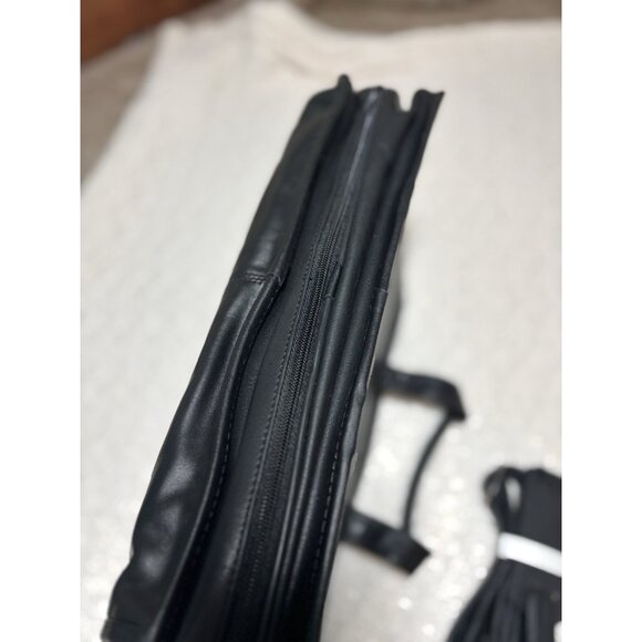 Leather attache briefcase Expandable messenger bag with handle‎ & shoulder strap - Picture 12 of 15